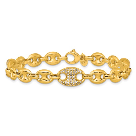 Herco 18K Polished Diamond Puffed Mariner Link 7.5 Inch Bracelet