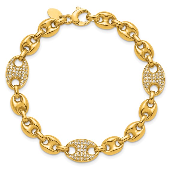 Herco 18K Polished Diamond Puffed Mariner Link 7.5 Inch Bracelet