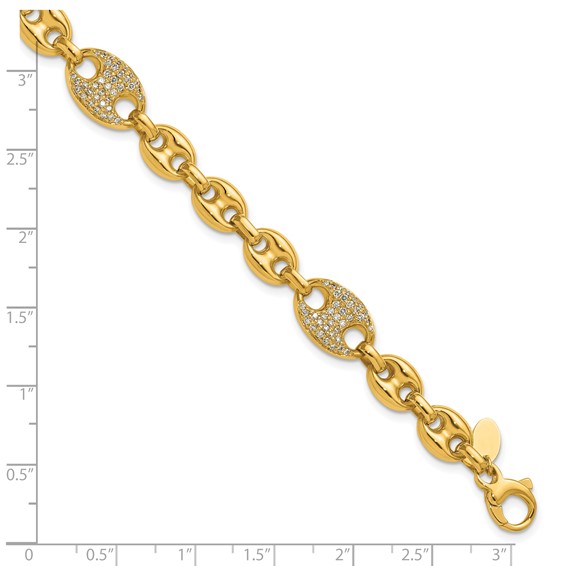Herco 18K Polished Diamond Puffed Mariner Link 7.5 Inch Bracelet