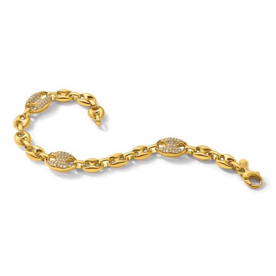 Herco 18K Polished Diamond Puffed Mariner Link 7.5 Inch Bracelet