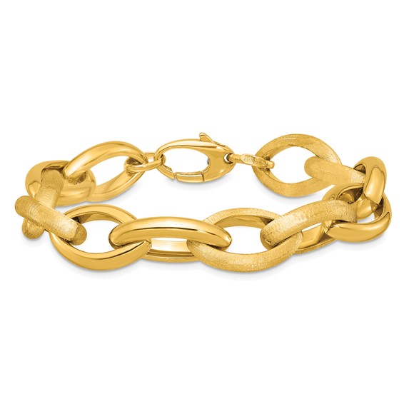 Herco 18K Polished and Brushed Marquise Link 7.5 Inch Bracelet