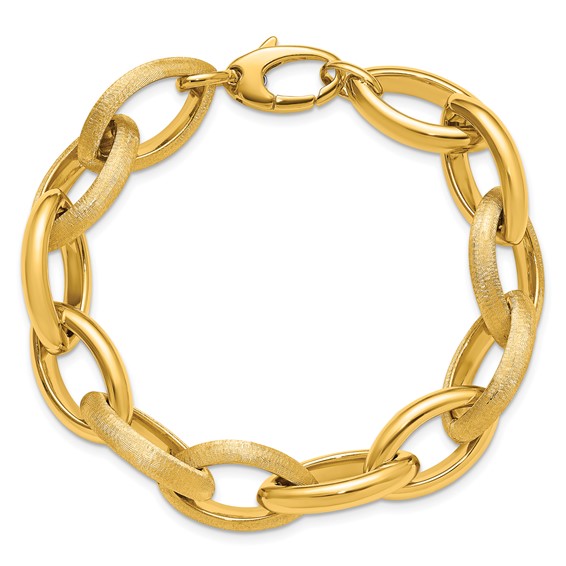 Herco 18K Polished and Brushed Marquise Link 7.5 Inch Bracelet