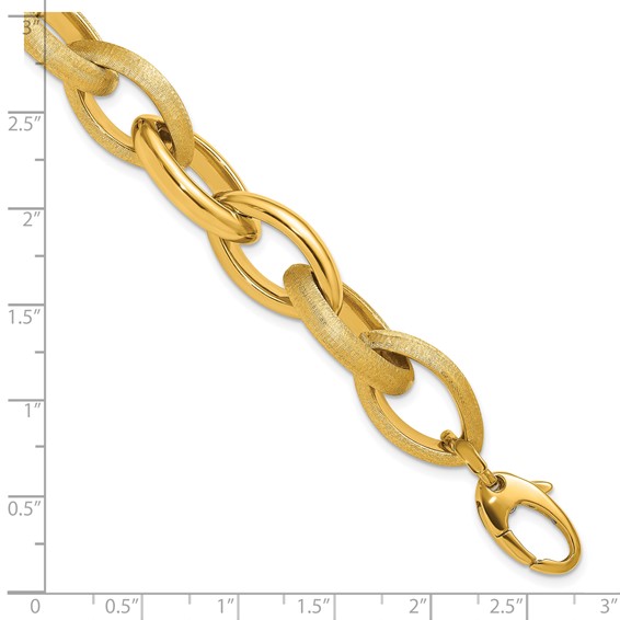 Herco 18K Polished and Brushed Marquise Link 7.5 Inch Bracelet