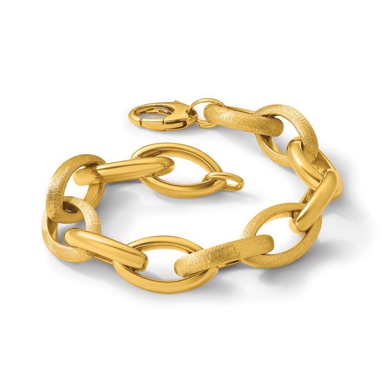 Herco 18K Polished and Brushed Marquise Link 7.5 Inch Bracelet