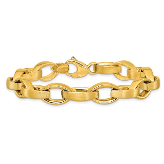 Herco 18K Polished and Brushed 10.0mm Navette Link 8 Inch Bracelet