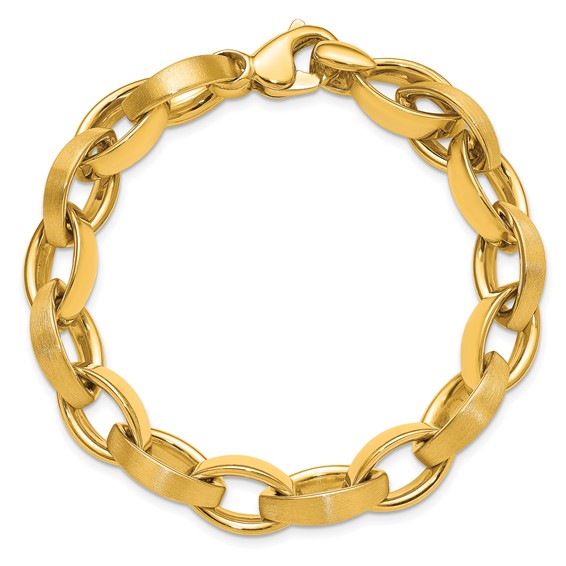 Herco 18K Polished and Brushed 10.0mm Navette Link 8 Inch Bracelet