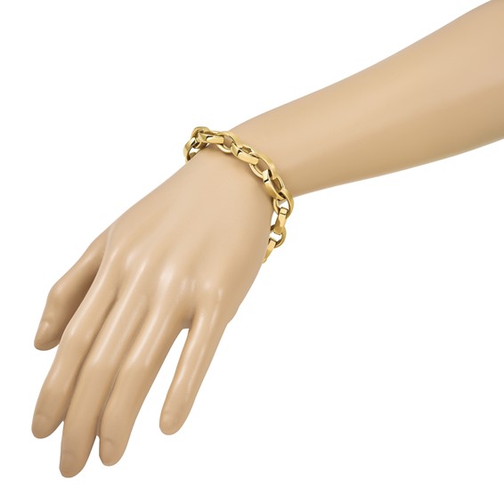 Herco 18K Polished and Brushed 10.0mm Navette Link 8 Inch Bracelet