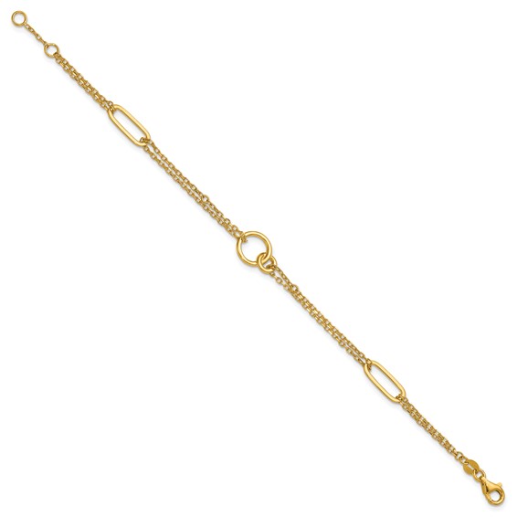 Herco 18K Polished Fancy Two-Strand Link 6.75 Inch with .5 Inch Extension Bracelet