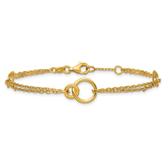Herco 18K Polished Fancy Two-Strand Link 6.75 Inch with .5 Inch Extension Bracelet
