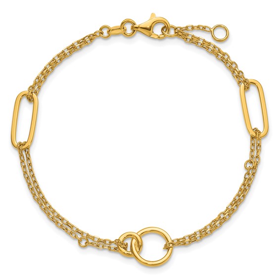 Herco 18K Polished Fancy Two-Strand Link 6.75 Inch with .5 Inch Extension Bracelet