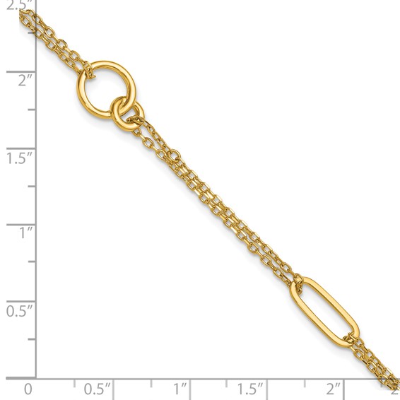 Herco 18K Polished Fancy Two-Strand Link 6.75 Inch with .5 Inch Extension Bracelet