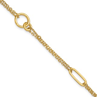 Herco 18K Polished Fancy Two-Strand Link 6.75 Inch with .5 Inch Extension Bracelet