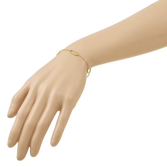 Herco 18K Polished and Beaded Fancy Link 6.75 Inch with .5 Inch Extension Bracelet