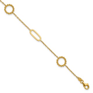 Herco 18K Polished and Beaded Fancy Link 6.75 Inch with .5 Inch Extension Bracelet