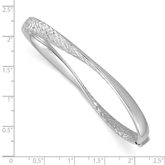 Herco 18K White Gold Polished Twisted and Diamond-cut Hinged Bangle