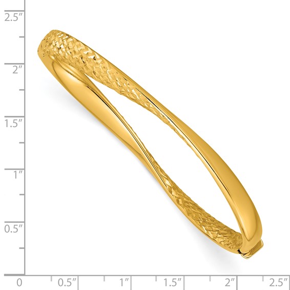 Herco 18K Polished Twisted and Diamond-cut Hinged Bangle
