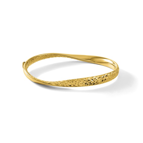 Herco 18K Polished Twisted and Diamond-cut Hinged Bangle