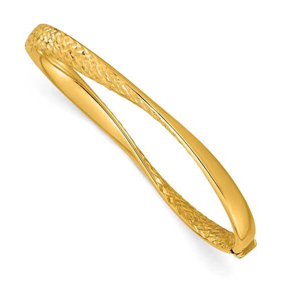 Herco 18K Polished Twisted and Diamond-cut Hinged Bangle