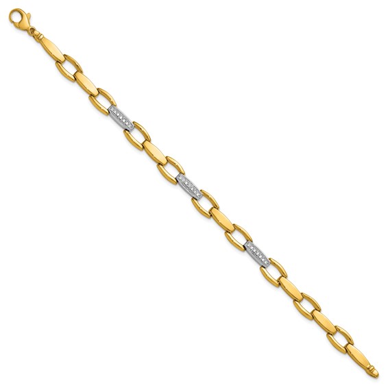 Herco 18K Two-tone Polished Fancy Diamond Link 7.5 Inch Bracelet