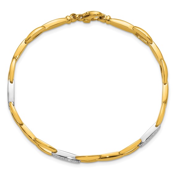 Herco 18K Two-tone Polished Fancy Diamond Link 7.5 Inch Bracelet
