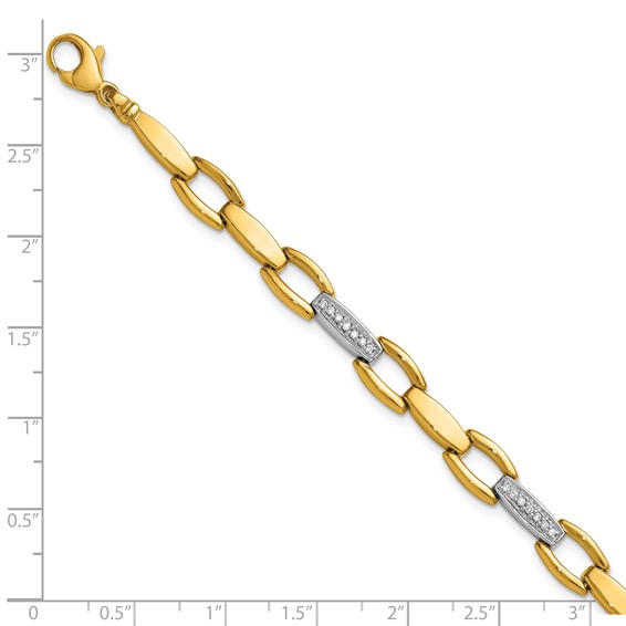 Herco 18K Two-tone Polished Fancy Diamond Link 7.5 Inch Bracelet