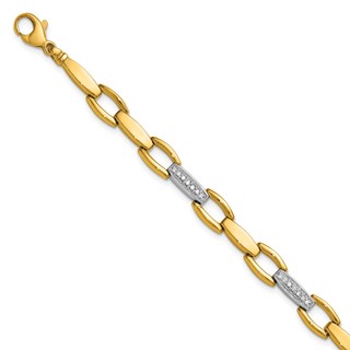 Herco 18K Two-tone Polished Fancy Diamond Link 7.5 Inch Bracelet