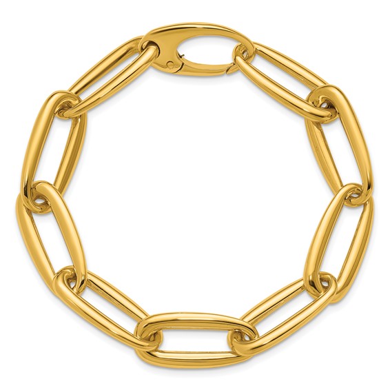 Herco 18K Polished 11.3mm Elongated Oval Link 7.75 Inch Bracelet