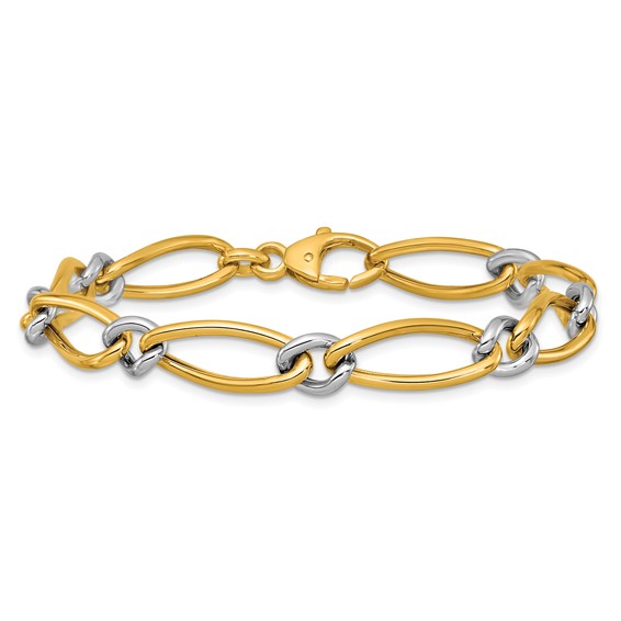 Herco 18K Two-tone Polished 8.0mm Fancy Link 7.5 Inch Bracelet