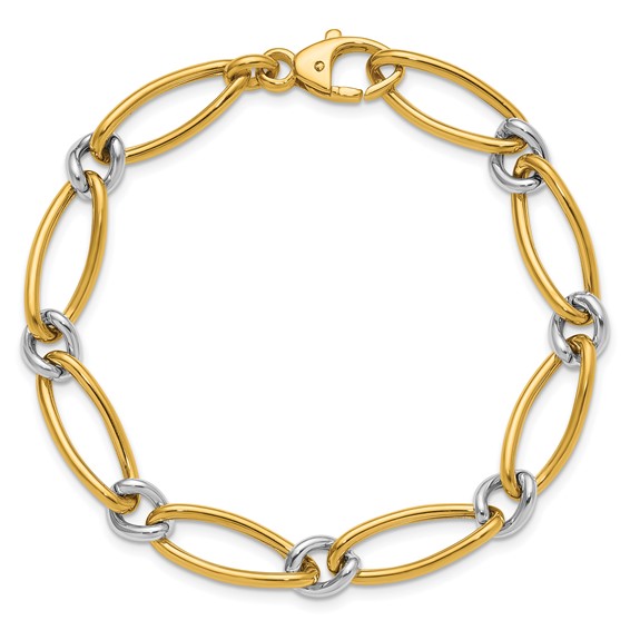 Herco 18K Two-tone Polished 8.0mm Fancy Link 7.5 Inch Bracelet