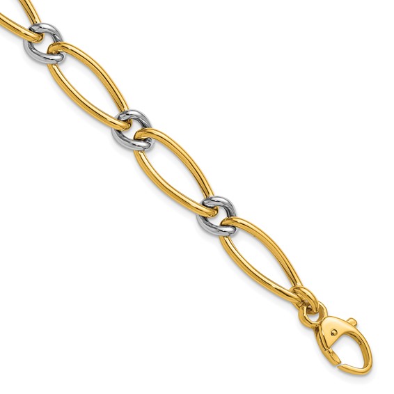 Herco 18K Two-tone Polished 8.0mm Fancy Link 7.5 Inch Bracelet