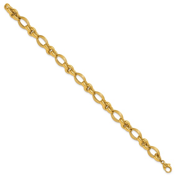 Herco 18K Polished and Brushed Fancy Navette Link 8 Inch Bracelet