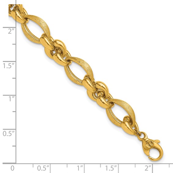 Herco 18K Polished and Brushed Fancy Navette Link 8 Inch Bracelet