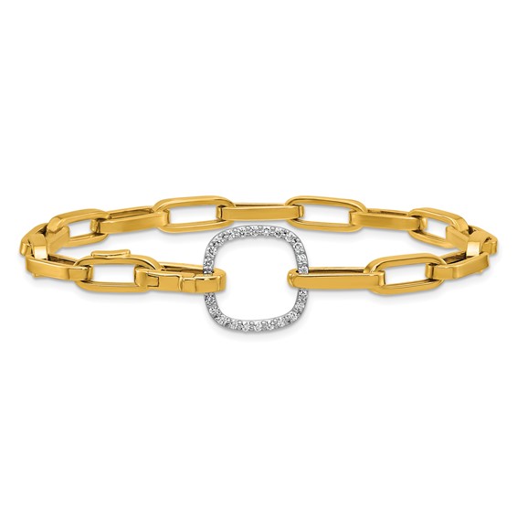 Herco 18K Two-tone Polished Fancy Diamond Link 7.5 Inch Bracelet