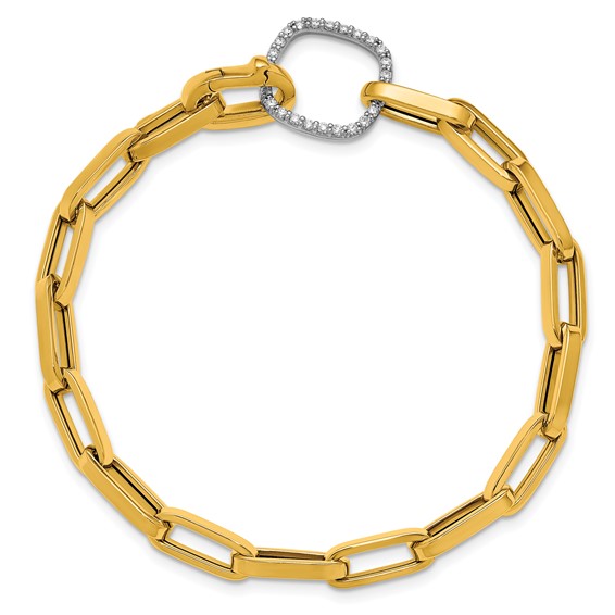 Herco 18K Two-tone Polished Fancy Diamond Link 7.5 Inch Bracelet