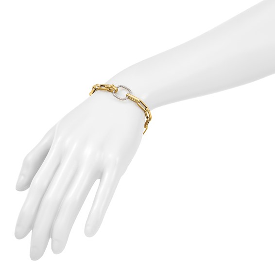 Herco 18K Two-tone Polished Fancy Diamond Link 7.5 Inch Bracelet