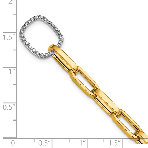 Herco 18K Two-tone Polished Fancy Diamond Link 7.5 Inch Bracelet