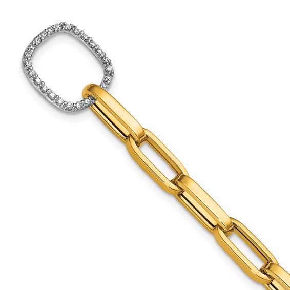 Herco 18K Two-tone Polished Fancy Diamond Link 7.5 Inch Bracelet