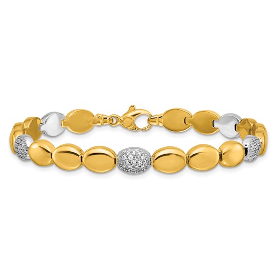 Herco 18K Two-tone Polished Diamond Oval 7.25 Inch Bracelet