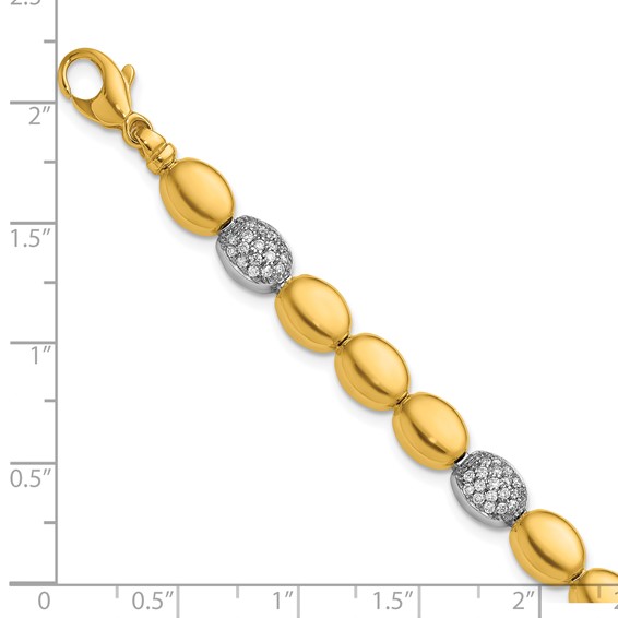 Herco 18K Two-tone Polished Diamond Oval 7.25 Inch Bracelet