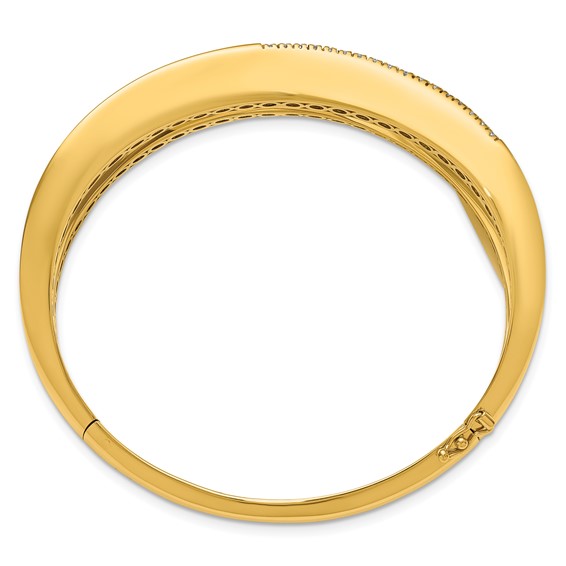 Herco 18K Polished Fancy Wavy Diamond Hinged Bangle