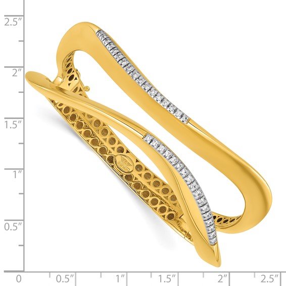 Herco 18K Polished Fancy Wavy Diamond Hinged Bangle