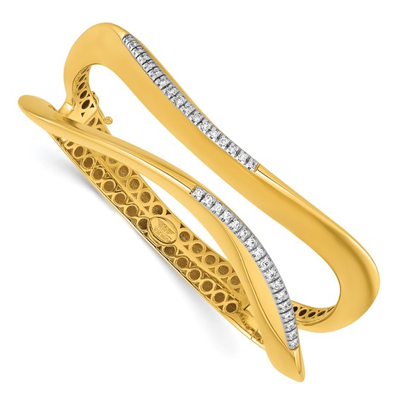 Herco 18K Polished Fancy Wavy Diamond Hinged Bangle