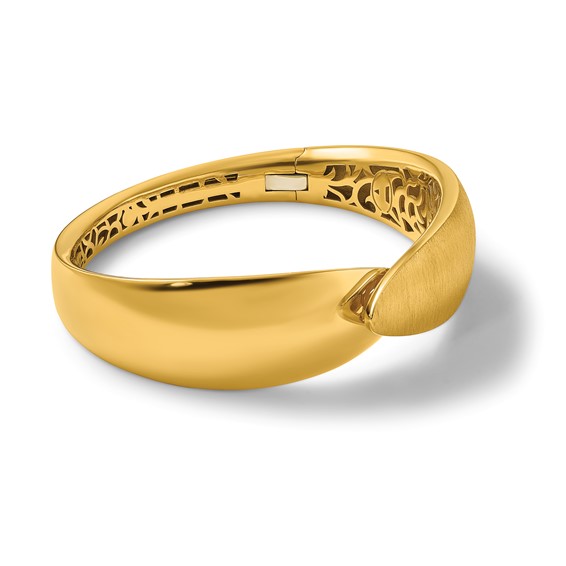 Herco 18K Polished and Brushed Fancy Hinged Bangle