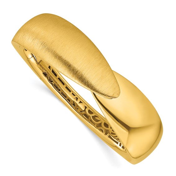 Herco 18K Polished and Brushed Fancy Hinged Bangle