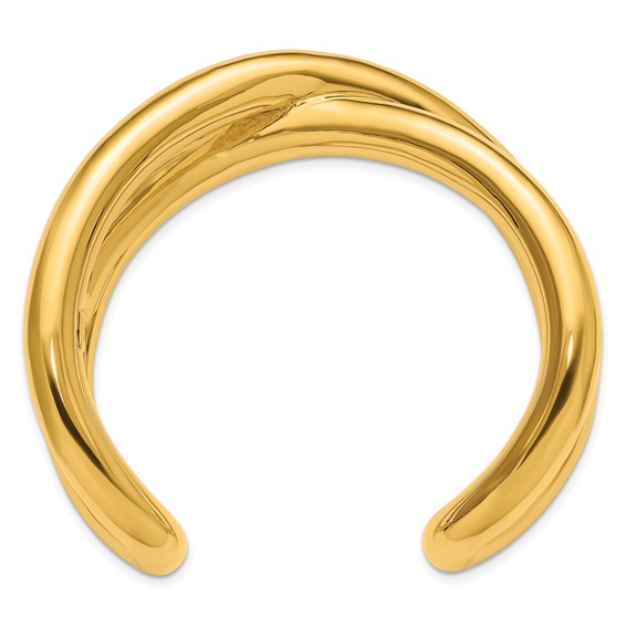 Herco 18K Polished Criss Cross Round Tube Cuff Bracelet