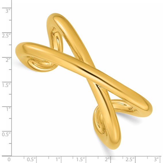 Herco 18K Polished Criss Cross Round Tube Cuff Bracelet