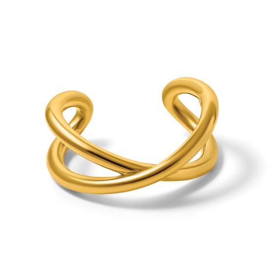 Herco 18K Polished Criss Cross Round Tube Cuff Bracelet