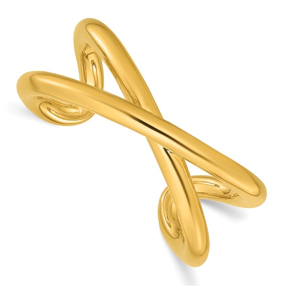 Herco 18K Polished Criss Cross Round Tube Cuff Bracelet