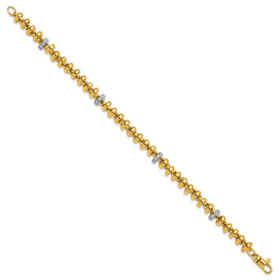 Herco 18K Two-tone Polished Diamond Fancy Link 7.5 Inch Bracelet