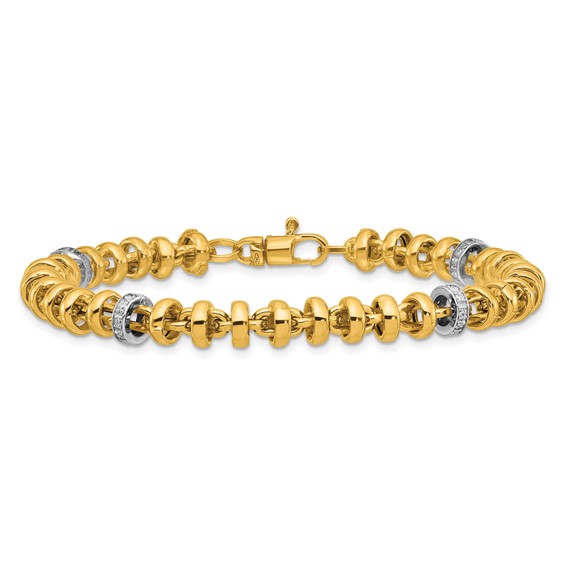 Herco 18K Two-tone Polished Diamond Fancy Link 7.5 Inch Bracelet